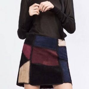 Zara Patchwork Leather Skirt Size Medium